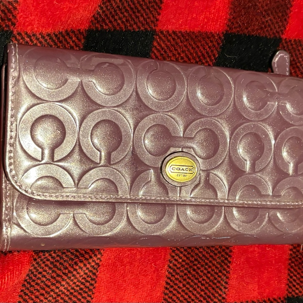 Coach Metallic Purple Embossed Wallet